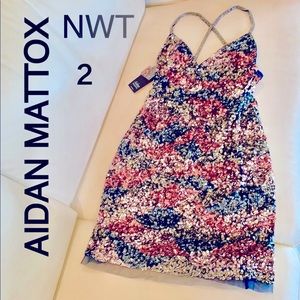 NWT (0-2) AIDAN MATTOX luxury sequin beaded embellished party mini racer back